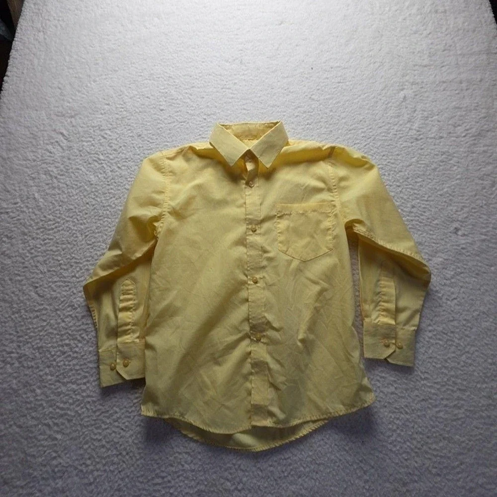 Alberto Danelli Boys Yellow Long Sleeve Button Down Dress Shirt Size M 10-12